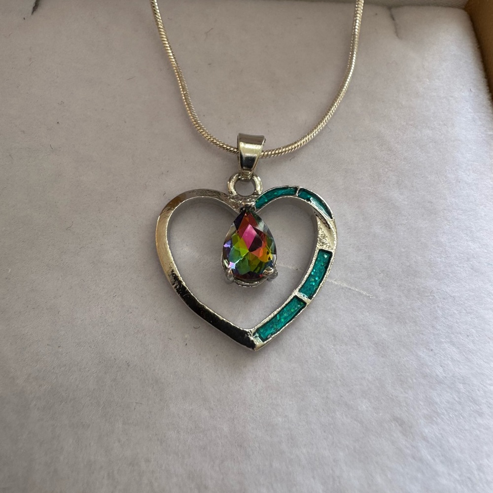 925 Sterling Silver and Red Heart Necklace